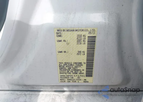 2015 Nissan Altima 2.5 S from USA, damaged, VIN 1N4AL3AP3FC571701